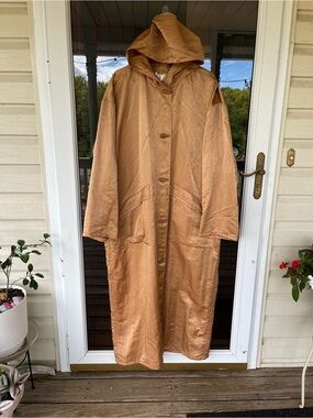 Rare Linda Lundstrom Metallic Bronze LaParka Oversized Hooded Trench Coat M b2
